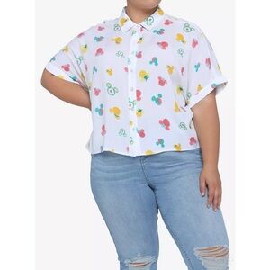 Disney Mickey Mouse Fruit Heads Oversized Girls Woven Button-Up Plus Size